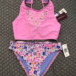 NWT Vigoss Girls 10/12 Two Piece Pink & Floral